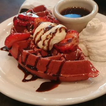 Chicago Waffles - Red velvet waffle (side) - Breakfast & Brunch Near Me - Chicago, Illinois