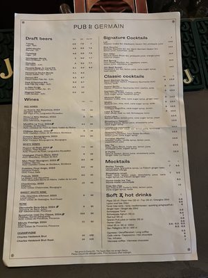Menu photo 1 Le Pub Saint Germain Paris, 01