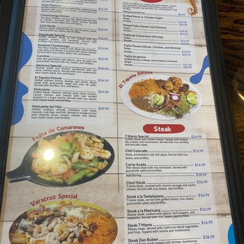 7 Mares - Menu - Mexican Near Me - Williamsburg, Virginia