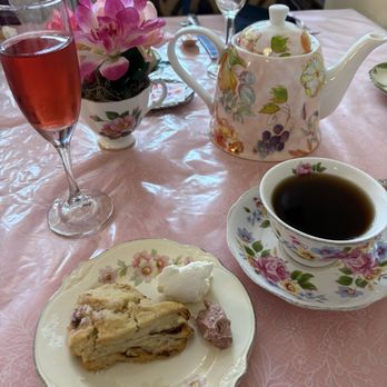 Tyme For Tea & Co - Strawberries and creme scone with spiced peach tea - Venues & Event Spaces Near Me - Fremont, California Tyme For Tea & Co - Strawberries and creme scone with spiced peach tea - Venues & Event Spaces Near Me - Fremont, California