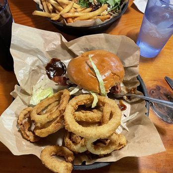 Black Mtn Burger - My burger with onion rings! - Burgers Near Me - Lincoln, New Hampshire Black Mtn Burger - My burger with onion rings! - Burgers Near Me - Lincoln, New Hampshire