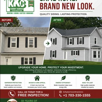 Kirby Kerns Contractors - A siding & roof upgrade doesn't just improve the appearance of your home and it adds lasting protection, energy efficiency, and value. - Roofing Near Me Kirby Kerns Contractors - A siding & roof upgrade doesn't just improve the appearance of your home and it adds lasting protection, energy efficiency, and value. - Roofing Near Me