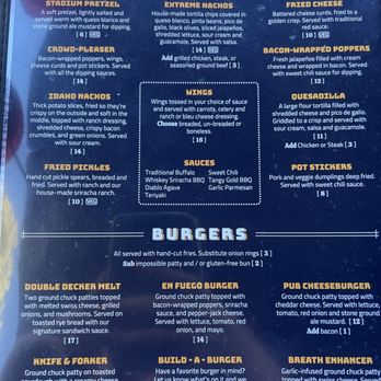 Canyons Edge Pub - Starters and snacks and burgers menu - Sports Bars Near Me - Holladay, Utah