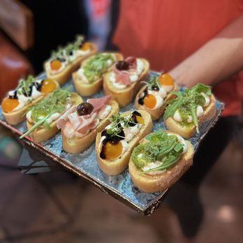 Wooden Paddle - Burrata toasts - Pizza Near Me - Lemont, Illinois Wooden Paddle - Burrata toasts - Pizza Near Me - Lemont, Illinois