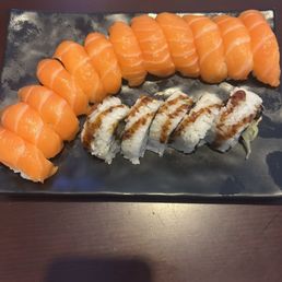 Sushi nigiri and salmon skin roll