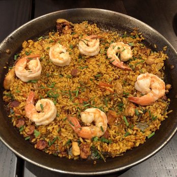 Olin Bar & Kitchen - Chicken, chorizo and jumbo shrimp paella. Has a side of saffron aioli (not pictured) - New American Near Me - Detroit, Michigan Olin Bar & Kitchen - Chicken, chorizo and jumbo shrimp paella. Has a side of saffron aioli (not pictured) - New American Near Me - Detroit, Michigan