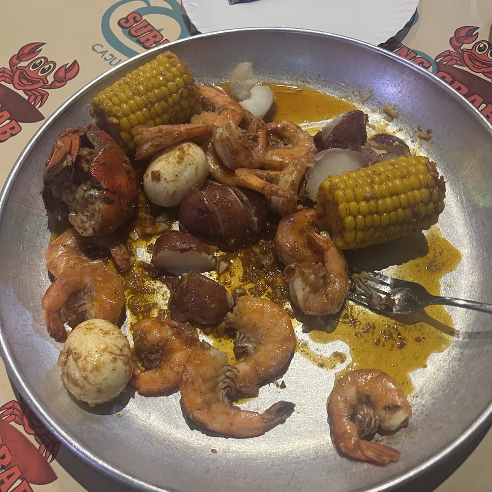 Surfing Crab - Lobster Tail headless shrimp, egg, corn, potatoes - Seafood Near Me - Corpus Christi, Texas Surfing Crab - Lobster Tail headless shrimp, egg, corn, potatoes - Seafood Near Me - Corpus Christi, Texas
