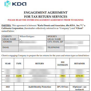 KDA - Quoted retainer - Accountants Near Me - La Palma, California KDA - Quoted retainer - Accountants Near Me - La Palma, California