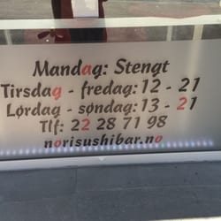 NORI Sushi Bar - Åpningstider sommeren 2016