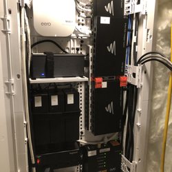 DC Connections - Legrand 42" structure panel. Fully loaded with modem, power surge w/OVRC, POE Ethernet switches & eero router.