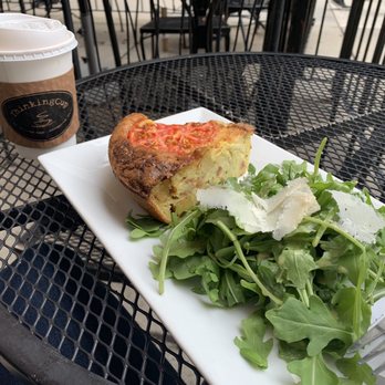 Thinking Cup - Quiche and arugula salad in the patio area - Coffee & Tea Near Me - Boston, Massachusetts Thinking Cup - Quiche and arugula salad in the patio area - Coffee & Tea Near Me - Boston, Massachusetts