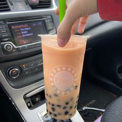 Pearl Milk Tea Club - Supposed to be a "lemon, strawberry, mango, and peach smoothie with extra boba.
