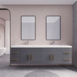 Moreno Bath - Elsa 84" Floating Vanity in Gloss Gray