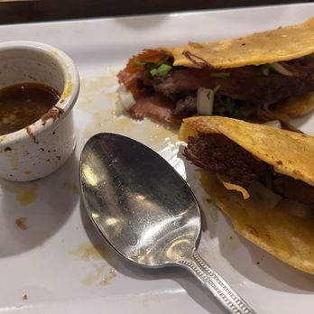 El Torito - Tiny tacos 3 inch. Consommé cup is full. barely would fit in teaspoon. It's not a soup spoon folks! - Mexican Near Me - Pasadena, California