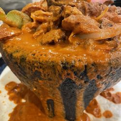 Fresco Mexican - La Bomba Molcajete for 2.  Comes out bubbling and delicious!