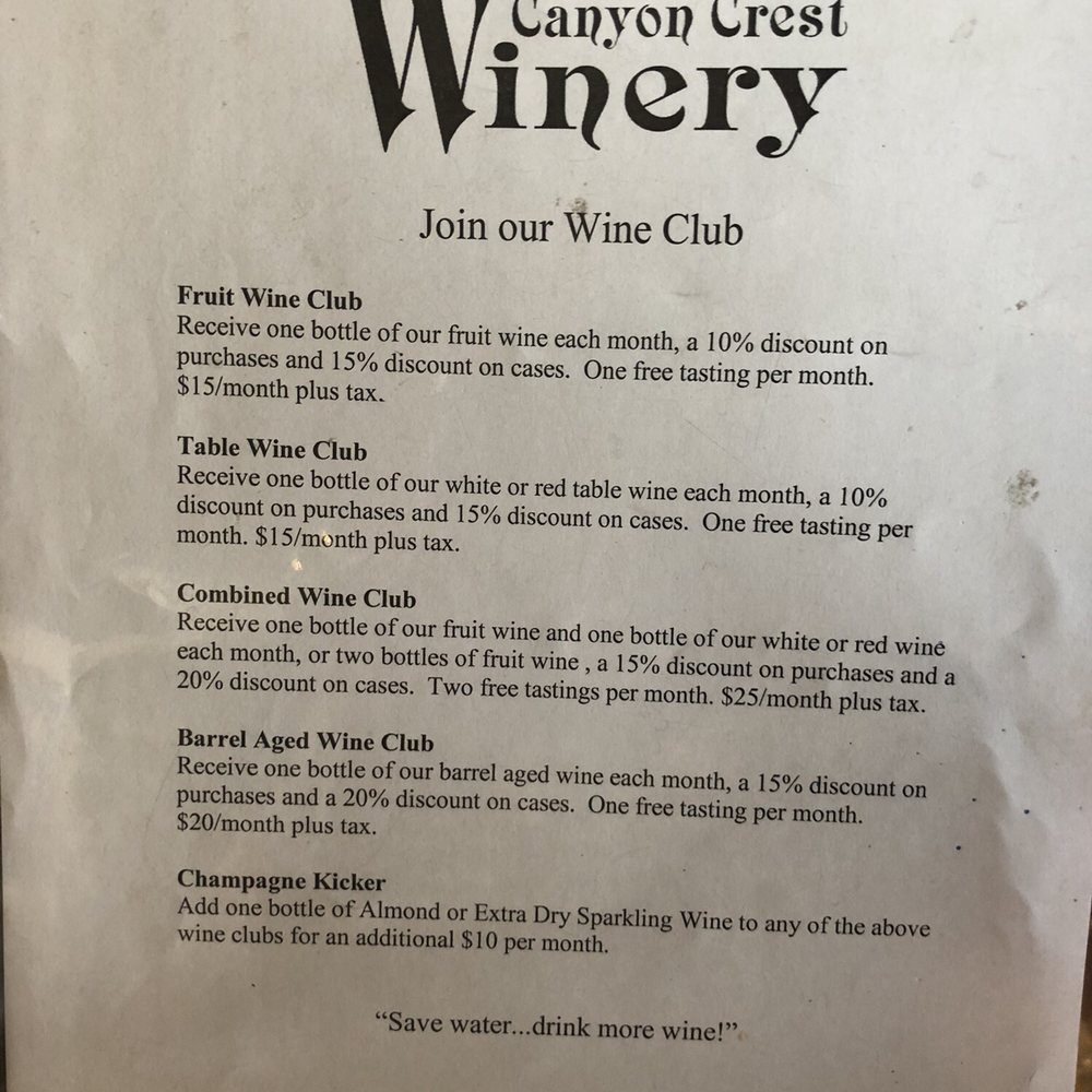 Canyon Crest Winery - Menu 04/14/18 - Wine Bars Near Me - Riverside, California Canyon Crest Winery - Menu 04/14/18 - Wine Bars Near Me - Riverside, California