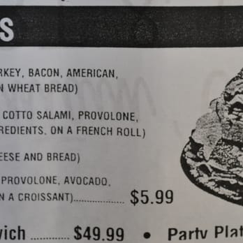 Mountain View Market - Menu (Specialty Sandwiches) - Grocery Near Me - Frazier Park, California