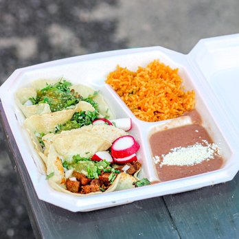 Taqueria La Vaquita - 3 tacos (Pastor, Lengua, Carne Asada) with rice and beans IG: michellelieats - Sandwiches Near Me - Durham, North Carolina Taqueria La Vaquita - 3 tacos (Pastor, Lengua, Carne Asada) with rice and beans IG: michellelieats - Sandwiches Near Me - Durham, North Carolina