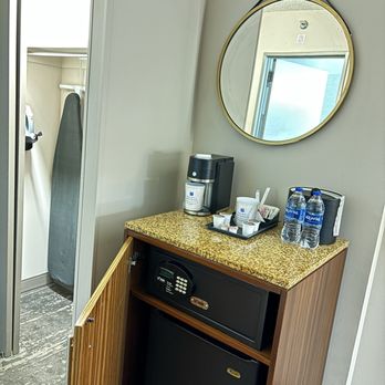Hyatt Regency Denver Tech Center - Closet with ironing board, coffee station, fridge and safe. - Hotels Near Me - Denver, Colorado