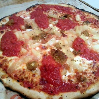 Blaze Pizza - Gluten Free Crust, Italian Sausage, Chopped Garlic, Pineapple, Red Onions, Shaved Parmesan, and lots of Classic Red Sauce (BYO) - Pizza Near Me - Pasadena, California Blaze Pizza - Gluten Free Crust, Italian Sausage, Chopped Garlic, Pineapple, Red Onions, Shaved Parmesan, and lots of Classic Red Sauce (BYO) - Pizza Near Me - Pasadena, California