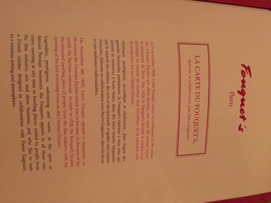 Menu photo 2 Le Fouquet's Paris, 75 Menu photo 2 Le Fouquet's Paris, 75
