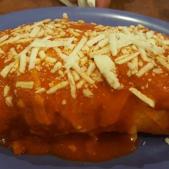 Los Chiludos - Wet red burrito.  I swear it weighed 2 pounds! - Mexican Near Me - Holmes Beach, Florida