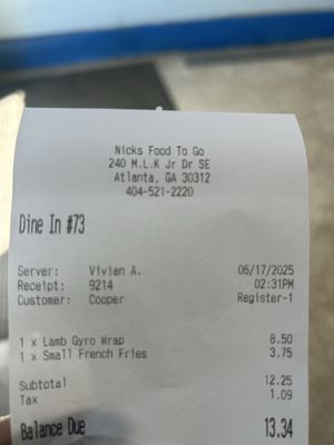 Nick's Food To Go by null