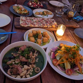 Faubourg Montclair - Assortment of appetizers. Beets, flatbread, fried chickpea, snails, salad... - French Near Me - Montclair, New Jersey