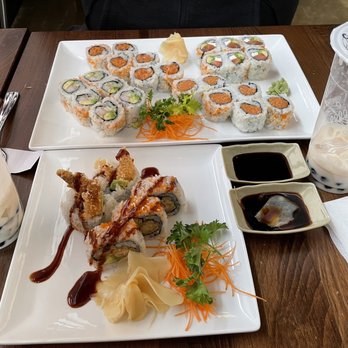 Pacific East - Tempura sushi in the front and Cali roll to the top left. Not sure of the other ones - Sushi Bars Near Me - Westlake, Ohio Pacific East - Tempura sushi in the front and Cali roll to the top left. Not sure of the other ones - Sushi Bars Near Me - Westlake, Ohio