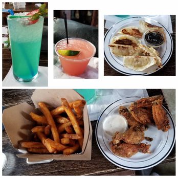 Match Bar & Oven/ Brunch - Blue Hawaiian, frose, veggie potstickers, lemon pepper wings and seasoned fries. - Lounges Near Me - Atlanta, Georgia Match Bar & Oven/ Brunch - Blue Hawaiian, frose, veggie potstickers, lemon pepper wings and seasoned fries. - Lounges Near Me - Atlanta, Georgia