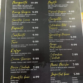 Pollo Bacano - Cocktail menu - Mexican Near Me - Zion, Illinois