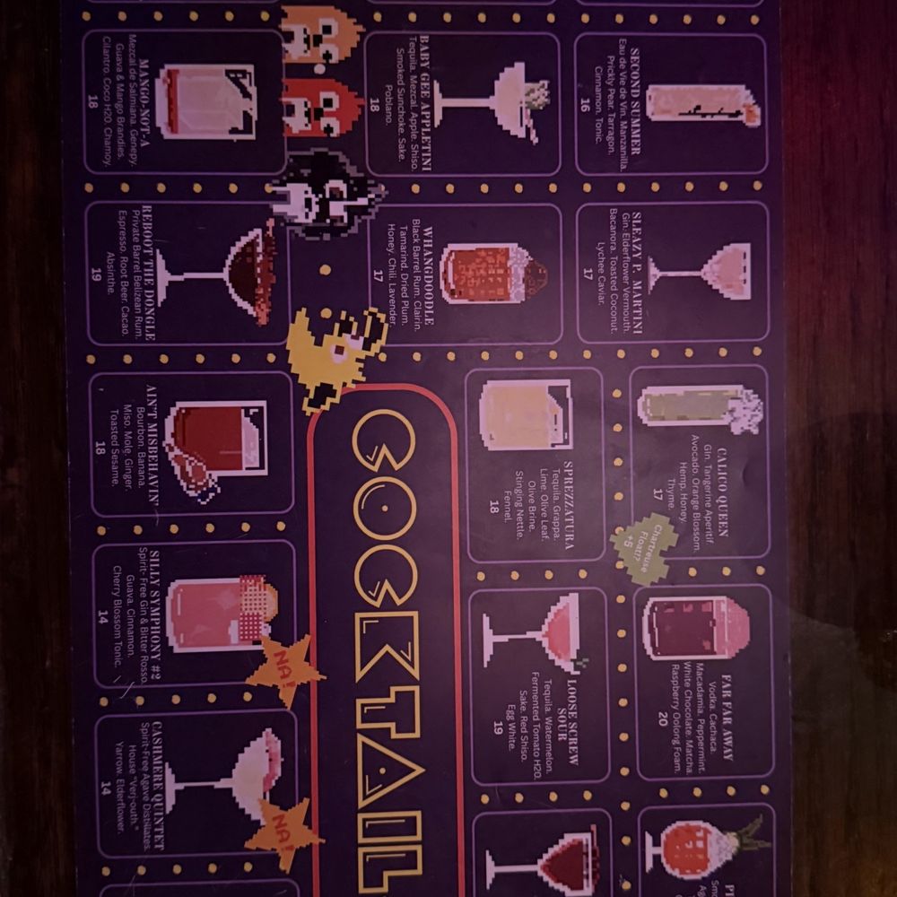 Drink menu Drink menu