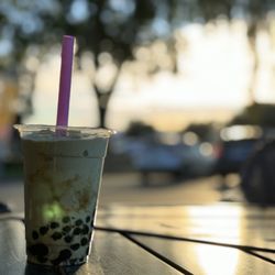 Fat Straw Cafe - Matcha Smoothie with Boba