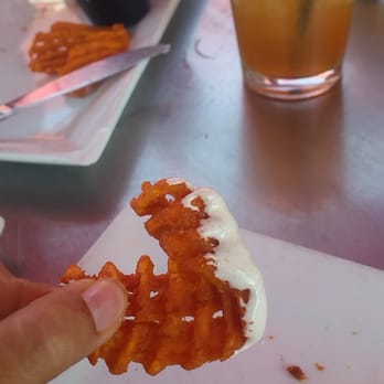 Crave Kitchen & Bar - Sweet potato waffle fries with their sweet sauce. - Cafes Near Me - El Paso, Texas