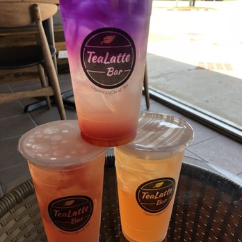 TeaLatte Bar - Waikiki sunset (top), peach cantaloupe, and watermelon green tea - Coffee & Tea Near Me - Carrollton, Texas
