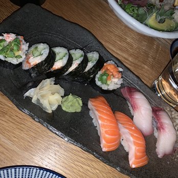 AFURI Ramen+Dumpling - Beaverton - Sake roll, Sake (king salmon) and hamachi nigiri - Ramen Near Me - Beaverton, Oregon