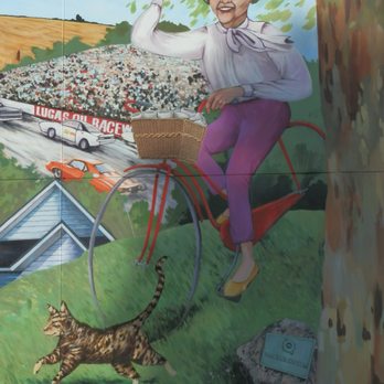 Open Window Mural - Betty Weesner of the Republican Newspaper and her cat Cookie - Public Art Near Me - Danville, Indiana