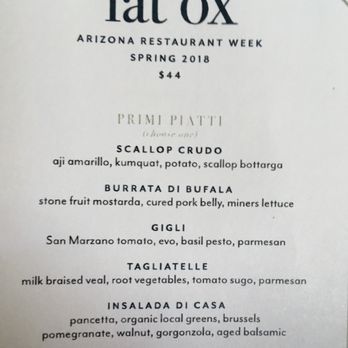 Fat Ox - Menu - Italian Near Me - Scottsdale, Arizona