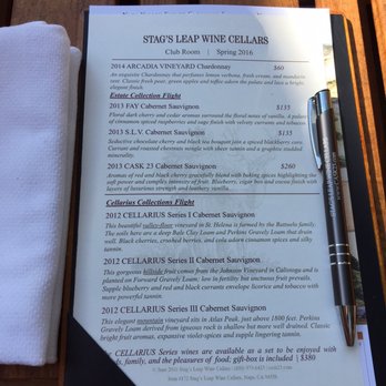 Stag's Leap Wine Cellars - Tasting menu - Wine Tours Near Me - Napa, California