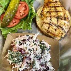 Grill Chicken Sandwich with Kale Slaw.