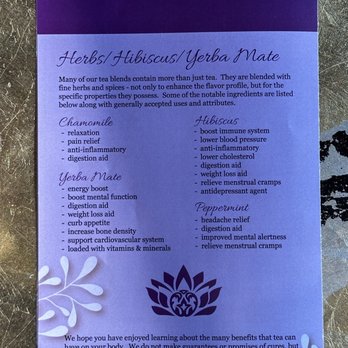 Nobilitea - Basic tea information pamphlet which is very helpful - Tea Rooms Near Me - Broken Arrow, Oklahoma