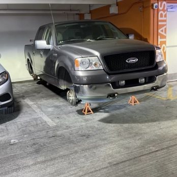 Apollo Tempe - Truck in "secure" parking garage that had it's tires stolen - University Housing Near Me - Tempe, Arizona
