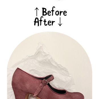 Shoe Lab Village - Top-before: too baby pinkish Bottom-after: light maroon/burgundy+pink - Shoe Repair Near Me - Los Angeles, California Shoe Lab Village - Top-before: too baby pinkish Bottom-after: light maroon/burgundy+pink - Shoe Repair Near Me - Los Angeles, California