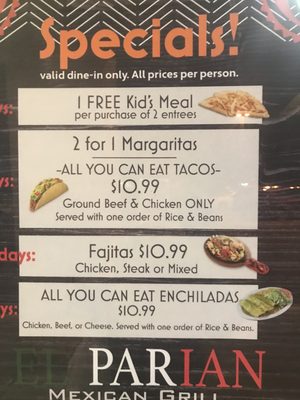 Menu photo 5 El Parian Mexican Restaurant Eagan, MN