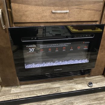 American RV - Fireplace they installed is to big and cabinets can't open! They tried to drill holes & move doors that didn't work either - RV Dealers Near Me - Cleburne, Texas
