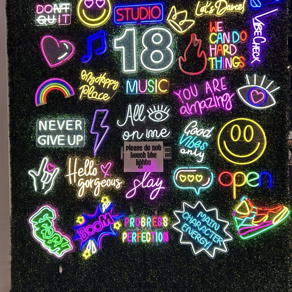 Studio 18 Dance - Neon photo wall - Dance Studios Near Me - Bannockburn, Illinois Studio 18 Dance - Neon photo wall - Dance Studios Near Me - Bannockburn, Illinois