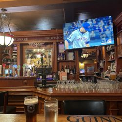 The bar and a game on TV