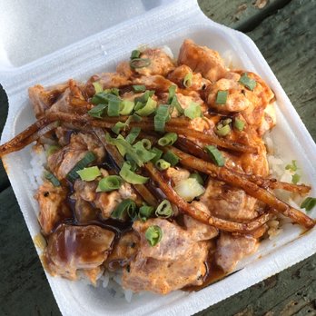 Waialua's Lunch Wagon - Spicy ahi poke bowl on rice n' topped with Taegu! - Food Trucks Near Me