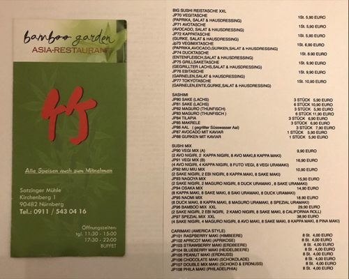 Menu photo 2 Bamboo Garden Nuremberg, BY Menu photo 2 Bamboo Garden Nuremberg, BY