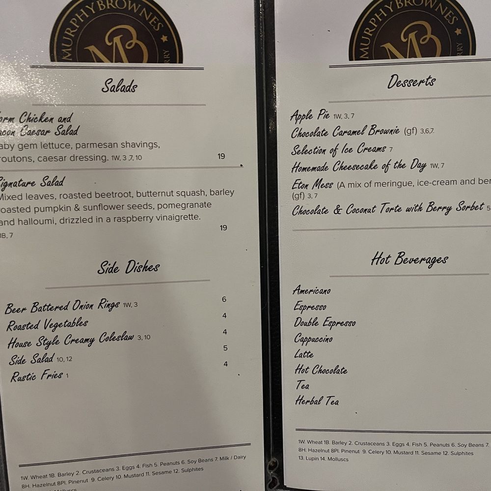 Murphy Brownes - Menu - Irish Near Me - Killarney, Kentucky